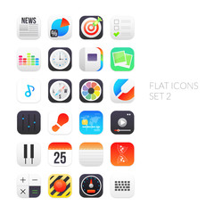 Flat icons gradient style with rounded corners