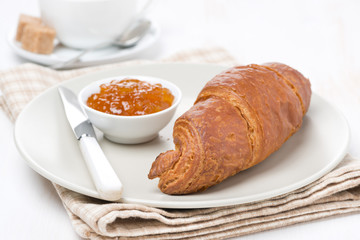 fresh croissant with jam for breakfast