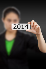 Screen button with 2014 number on hand.