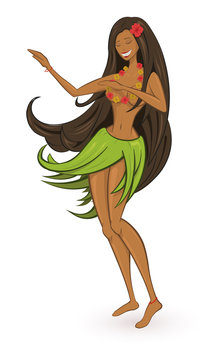 Vector illustration of hula girl