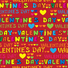 Fototapeta premium text Valentines Day seamless pattern