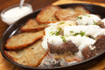 Sausages, Eggs and Potato Pancakes