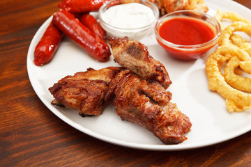 Appetizer plate with dipping sauces