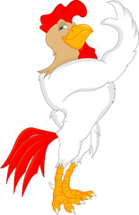 cute rooster cartoon waving
