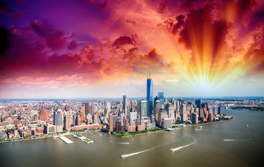 New York skyline aerial view
