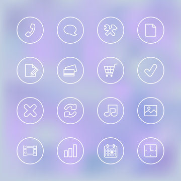 Iconset for mobile app UI, transparent clear