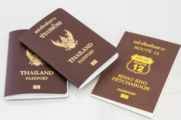 passport book of thailand isolated on white backgrounds