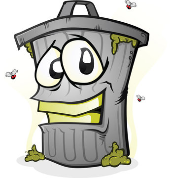Smiling Dirty Trash Can Cartoon Character