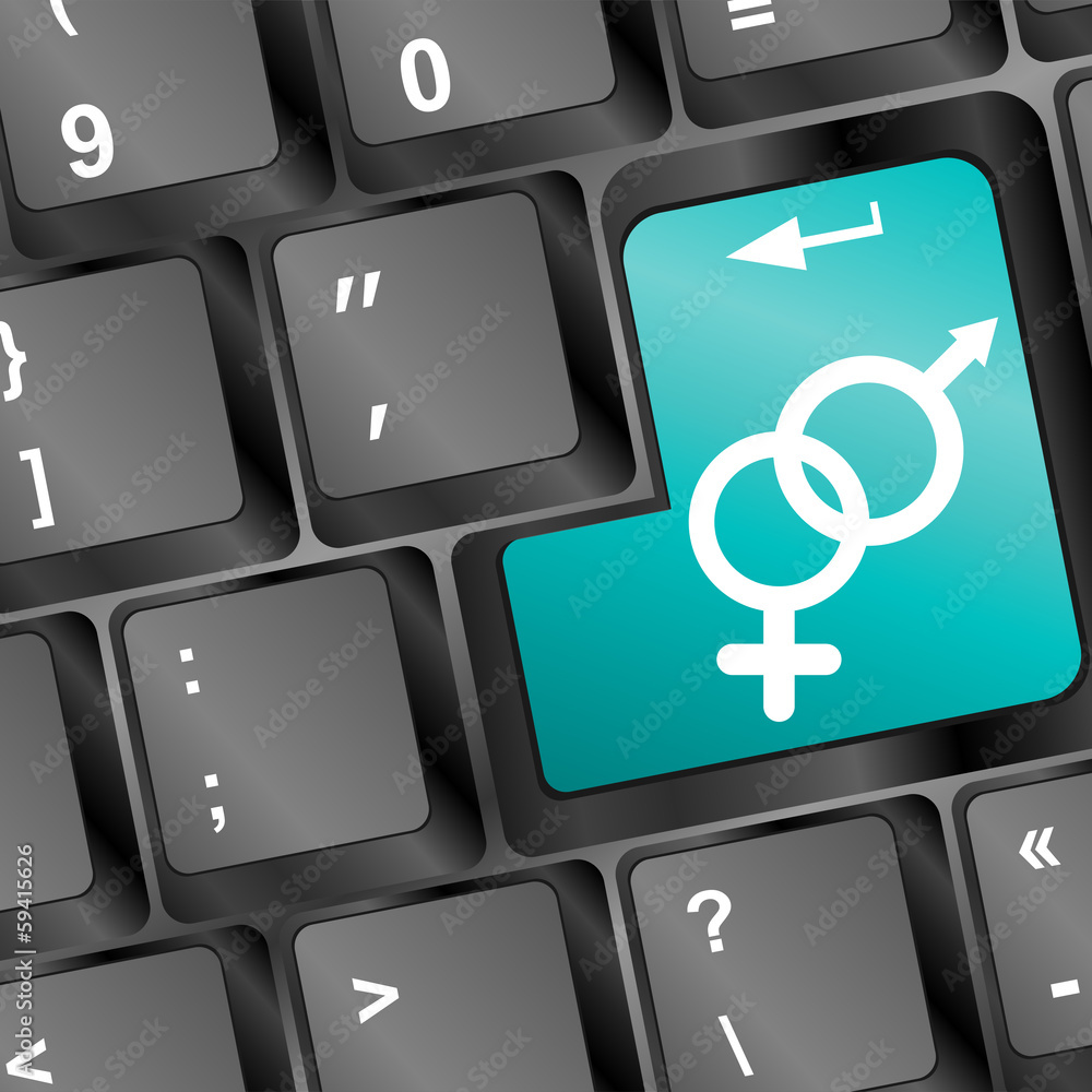 Aufkleber man and woman symbol on computer keyboard key