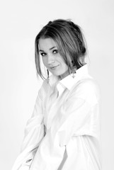 Very beautiful girl in a man's shirt