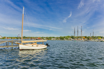 Sailing Boat Moored to a Wooden Jetty