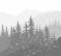 Fototapeta premium Winter Landscape (Mountain)-vector