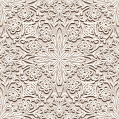 Floral beige seamless pattern