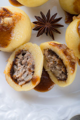 Potato dumplings with a meat filling