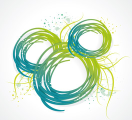 Abstract bubble from a ribbon with green grass, vector illustrat