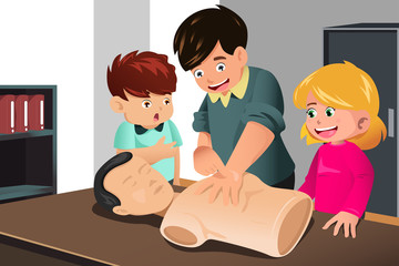 Kids practicing CPR