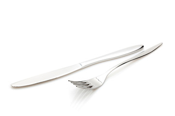 Silverware or flatware set of fork and knife