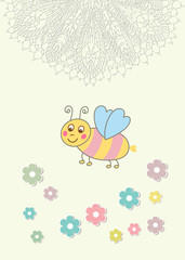 Beautiful baby vintage greeting card vector