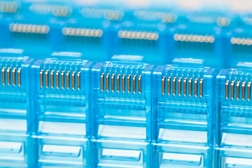 Fototapeta premium ethernet rj45 blue lan plugs
