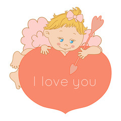 I love you, card Valentine's Day with Cupid