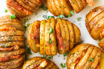 Accordion baked potatoes with bacon