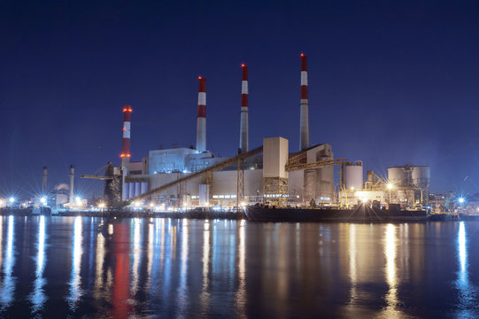 Power Plant from Roosevelt Island by Night, New York City