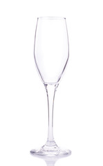 Empty champagne glass isolated on white