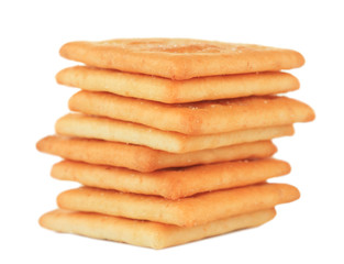 Delicious crackers isolated on white
