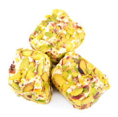 Tasty oriental sweets (Turkish delight), isolated on white