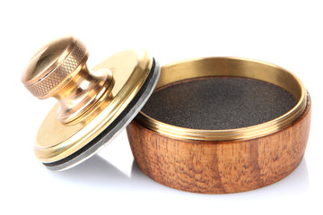 Wooden stamp, isolated on white