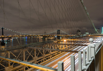 Brooklyn bridge by night,New York