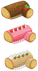 Log cake for Christmas vector set