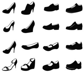 Set of silhouette shoes icon