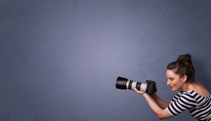 Photographer shooting images with copyspace area