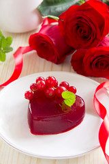Currant jelly in the form of heart.