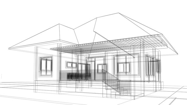 abstract sketch design of house