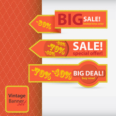 Set of vintage style vector sale tag banner