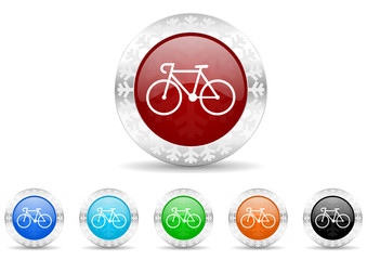 bicycle icon christmas vector set