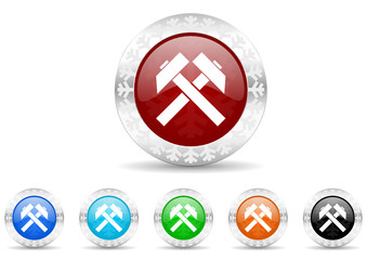 Fototapeta premium mining icon christmas vector set
