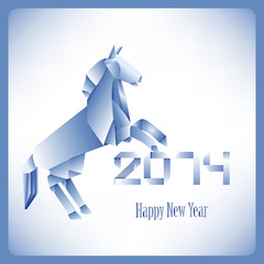 Origami blue horse 2014