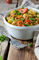 Mung beans stewed with vegetables