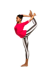 Vertical splits. Latina dancer girl, isolated