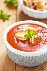 tomato soup in a bowl