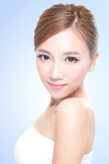 Beautiful face of young adult woman