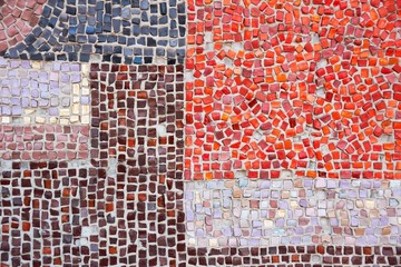 Ceramic wall decoration mosaic closeup