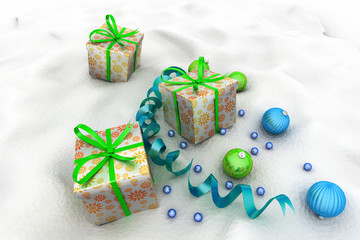 Christmas Gift Box with Shiny Balls