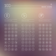 Set of text editor, arrow sign, document and folder icons