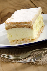 custard cake on a plate