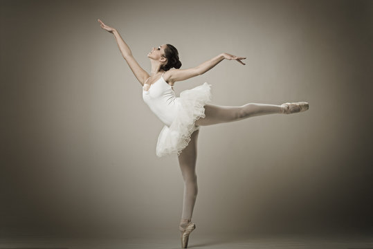 Fototapeta Portrait of the ballerina in ballet pose