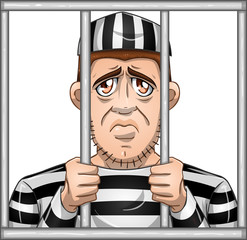 Sad Prisoner Behind Bars - 59439657
